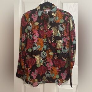 NEW Jude Connelly | Coral Reef Cocoa / Gold Sz XS Henley Blouse
